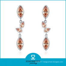 New Design Champagne Silver Earring Jewellery with CZ (E-0211)